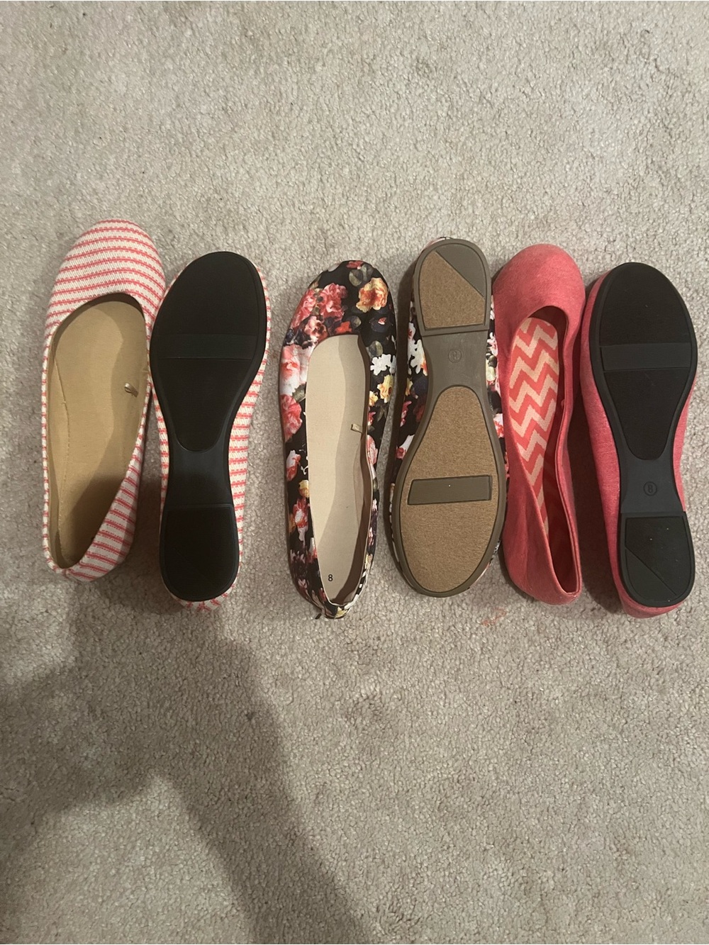 Women's Coral Pink Slip-On Ballet Flats - Casual Everyday Comfort